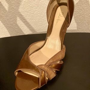 Cole Haan brown strappy peep toe heels size 6.5